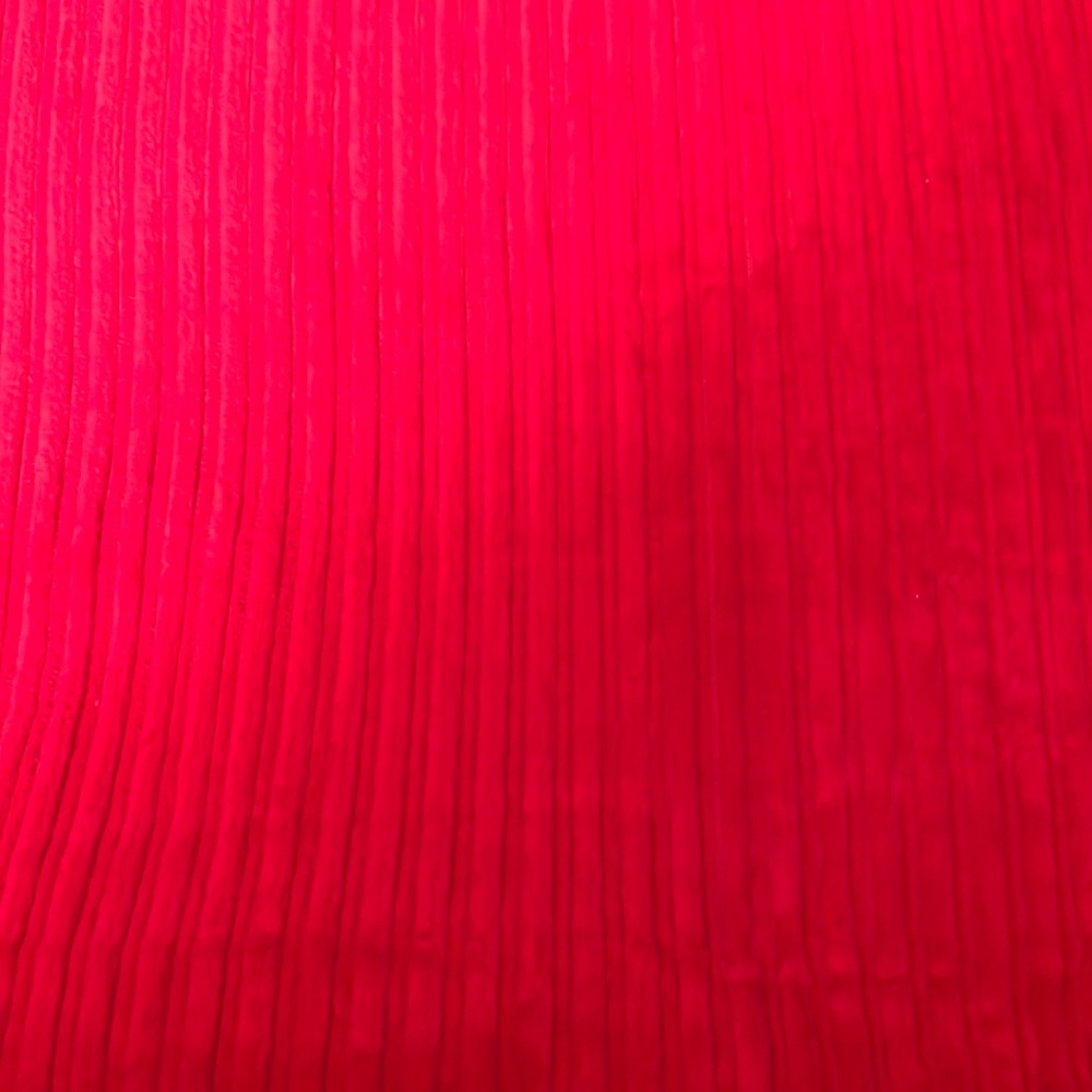 3 yards wide wale (?) red corduroy off bolt .  Lipstick red color